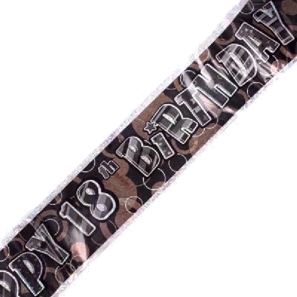 9FT BLACK GLITZ 18TH FOIL BANNER