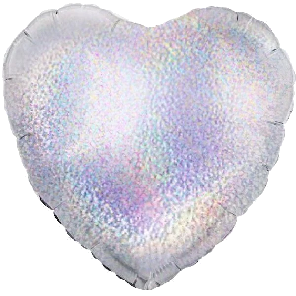 Silver Holographic Heart 18In