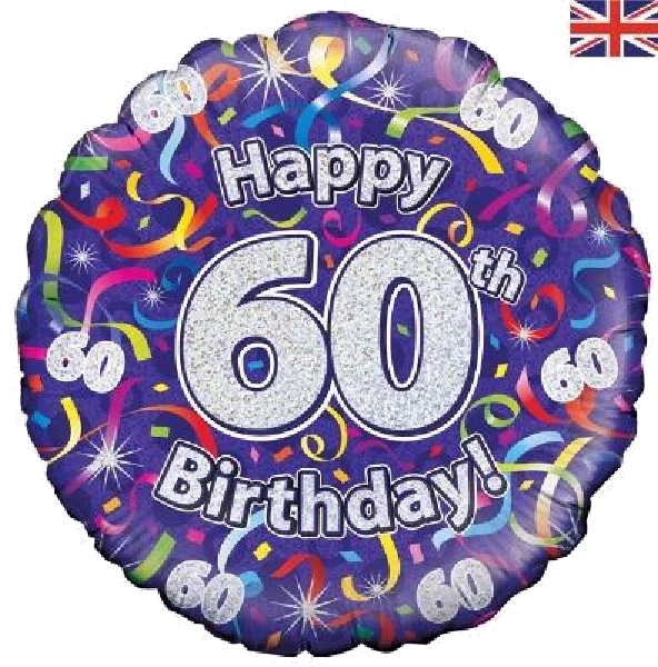 60TH B/DAY STREAMERS HOLO 18IN FOIL