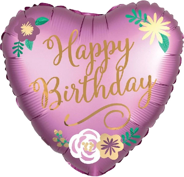18IN BIRTHDAY SATIN FLOWERS FOIL BALLOON