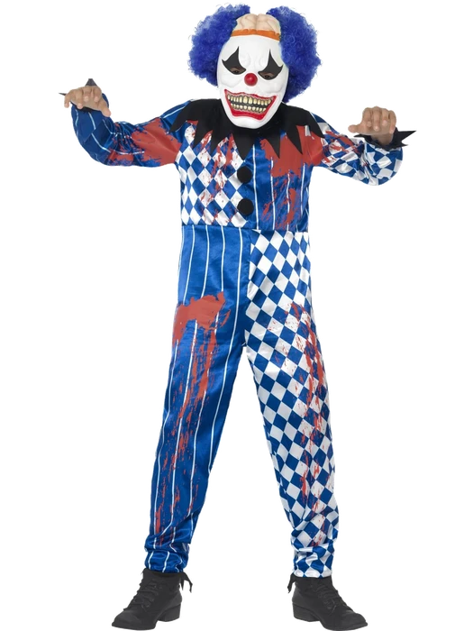 Deluxe Sinister Clown Costume Blue – Tween, Age 13–14