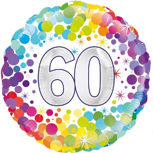 18IN COLOURFUL CONFETTI 60TH B/DAY FOIL