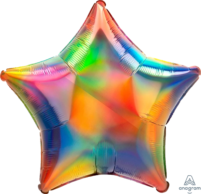 19In Iridescent Rainbow Star Foil