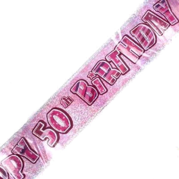9FT PINK GLITZ 50TH FOIL BANNER