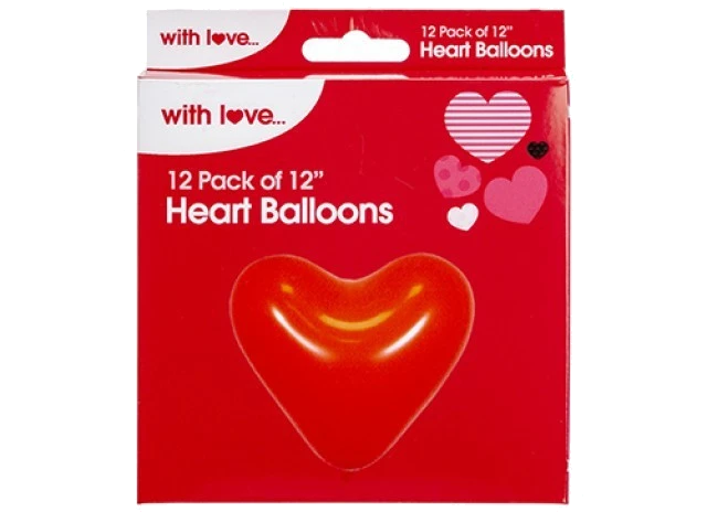 Heart Balloon Red 12 Inches 12 Pieces