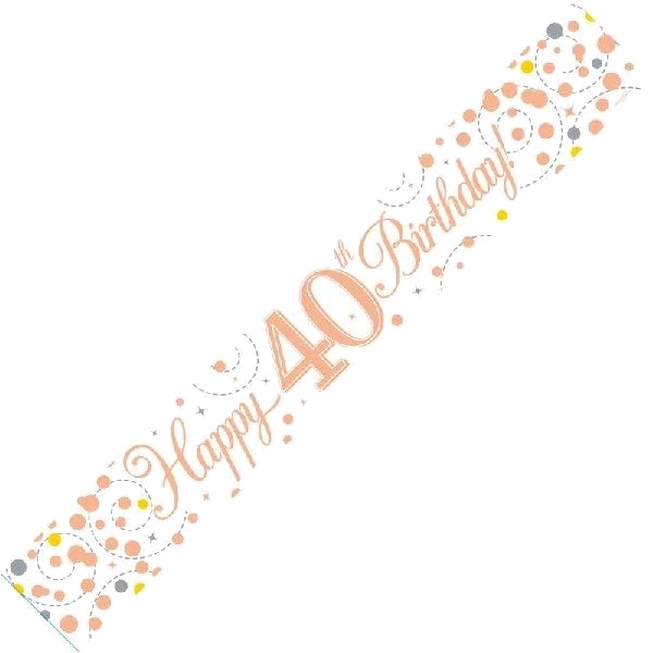 9Ft White & Rose Gold 40Th Banner