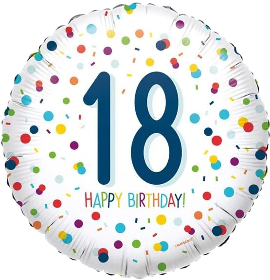 18In Confetti Birthday 18 Foil Balloon