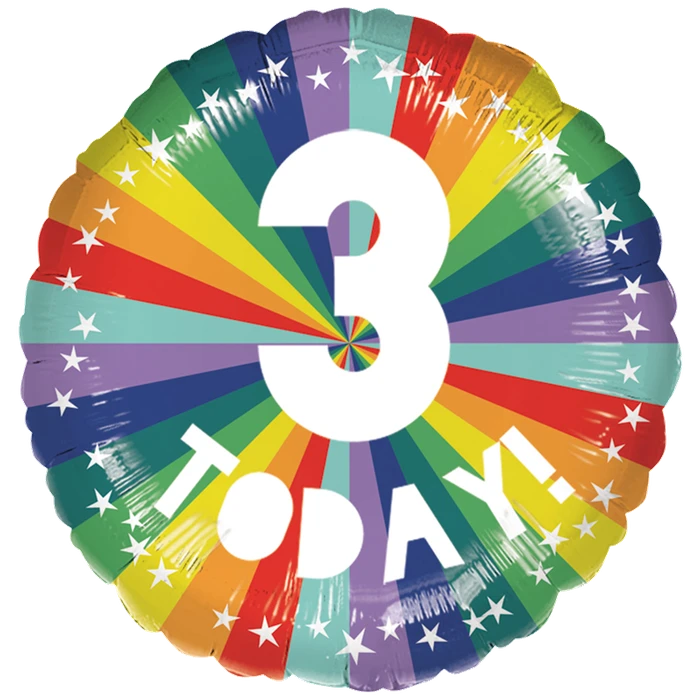 18In 3 Today Birthday Brights Foil Balloon