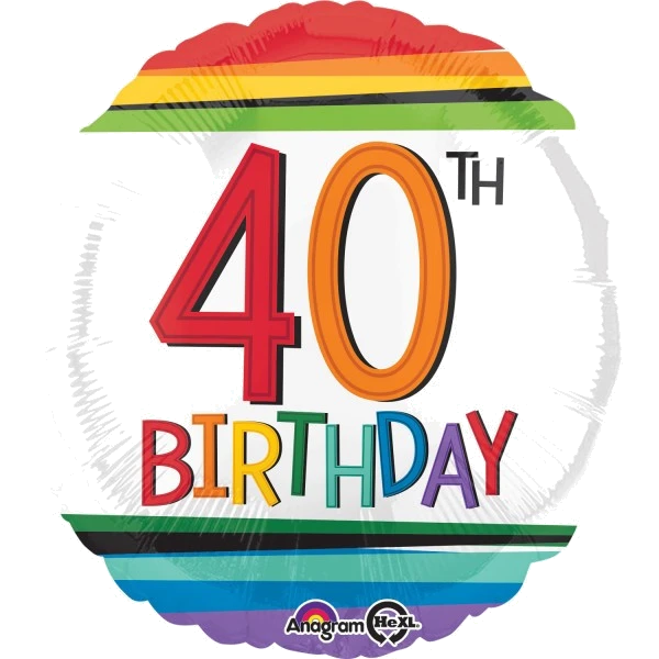 RAINBOW 40TH BIRTHDAY FOIL BALLOON