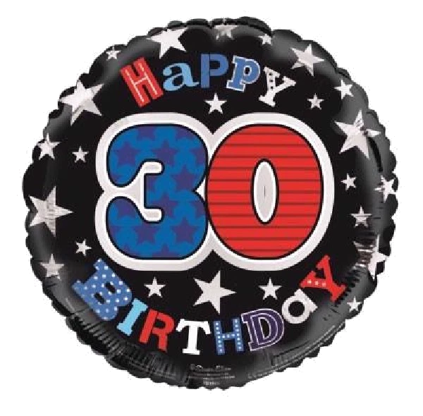 30TH B/DAY MALE 18IN FOIL BALLOON