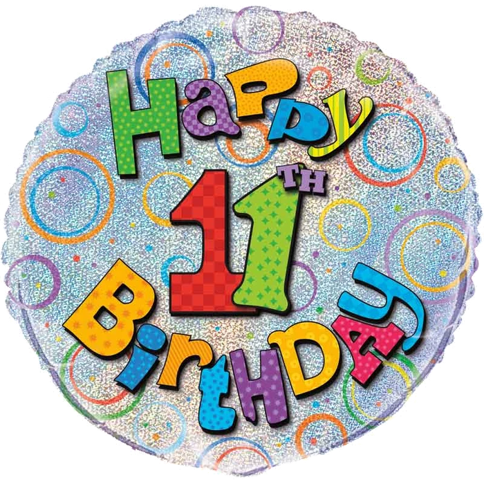 18In Age 11 Birthday Prism Round Foil Balloon