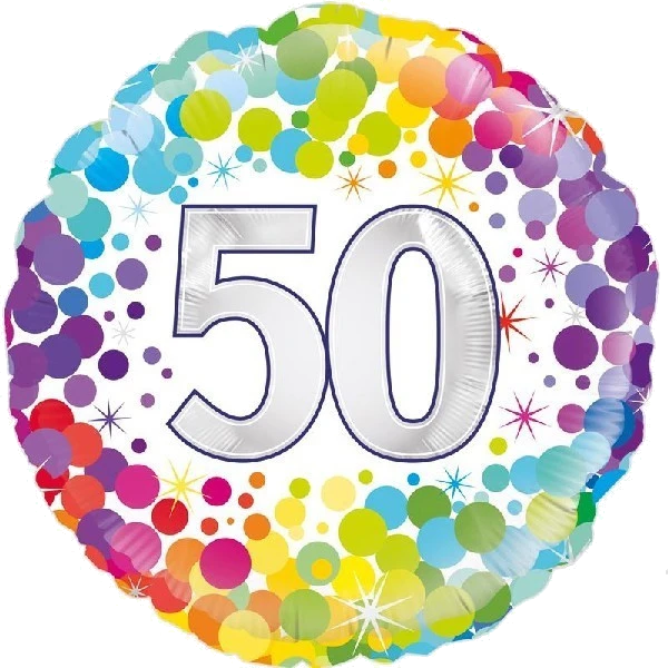 18IN COLOURFUL CONFETTI 50TH B/DAY